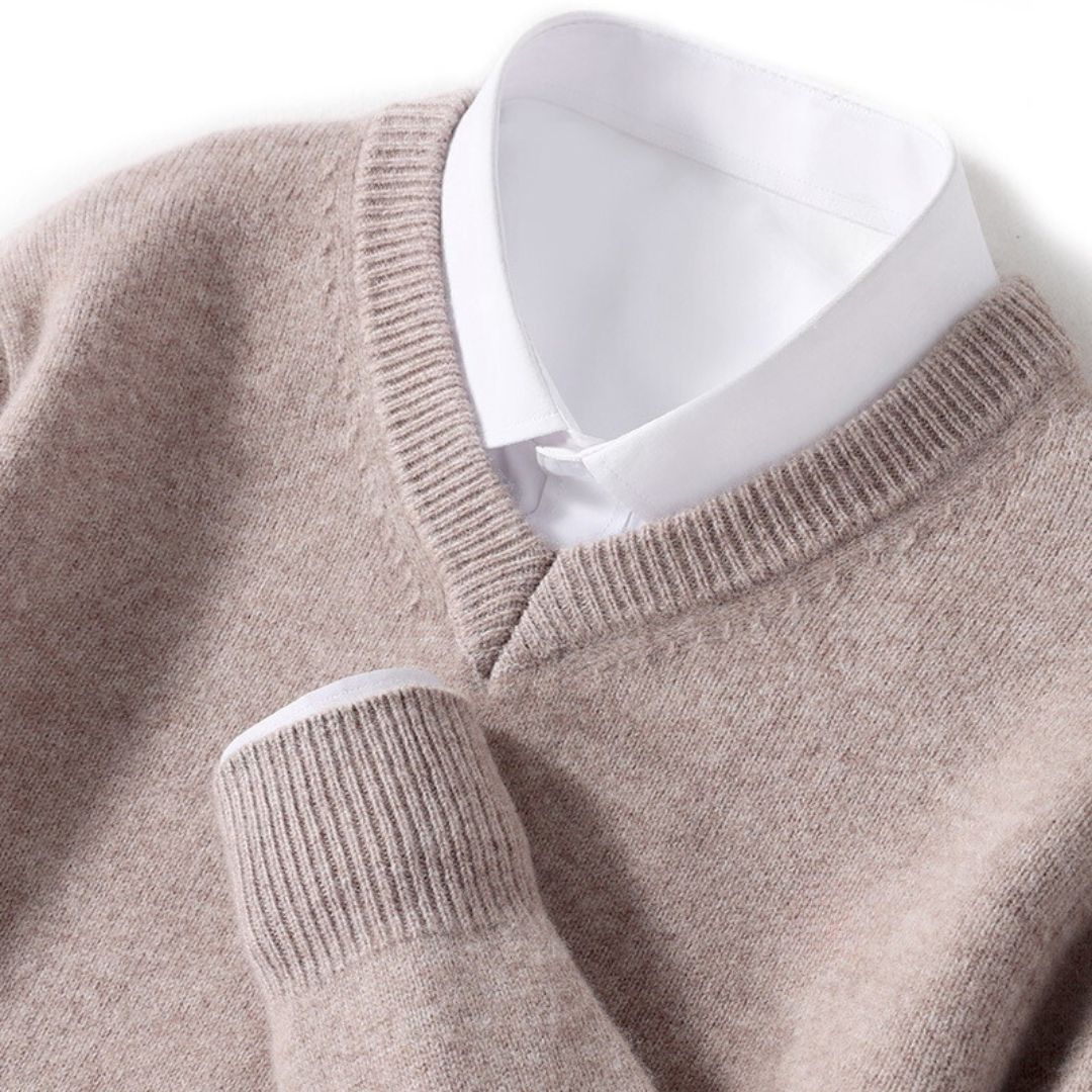 Maglione da uomo con scollo a V in lana merino
