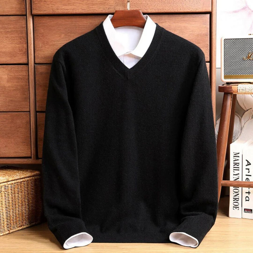 Maglione da uomo con scollo a V in lana merino
