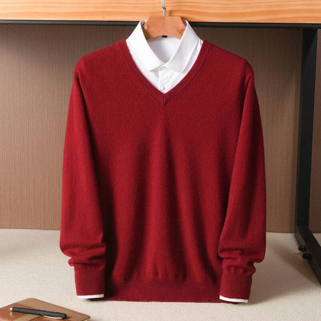 Maglione da uomo con scollo a V in lana merino