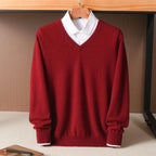 Maglione da uomo con scollo a V in lana merino