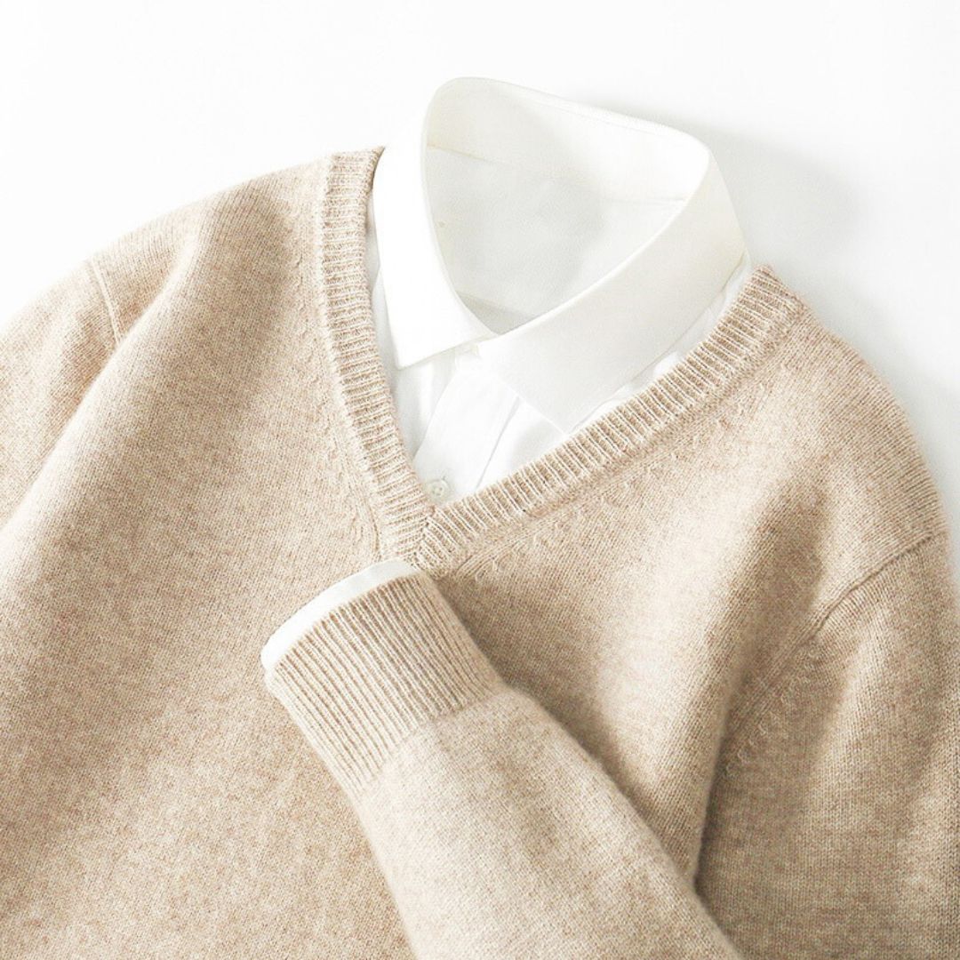 Maglione da uomo con scollo a V in lana merino