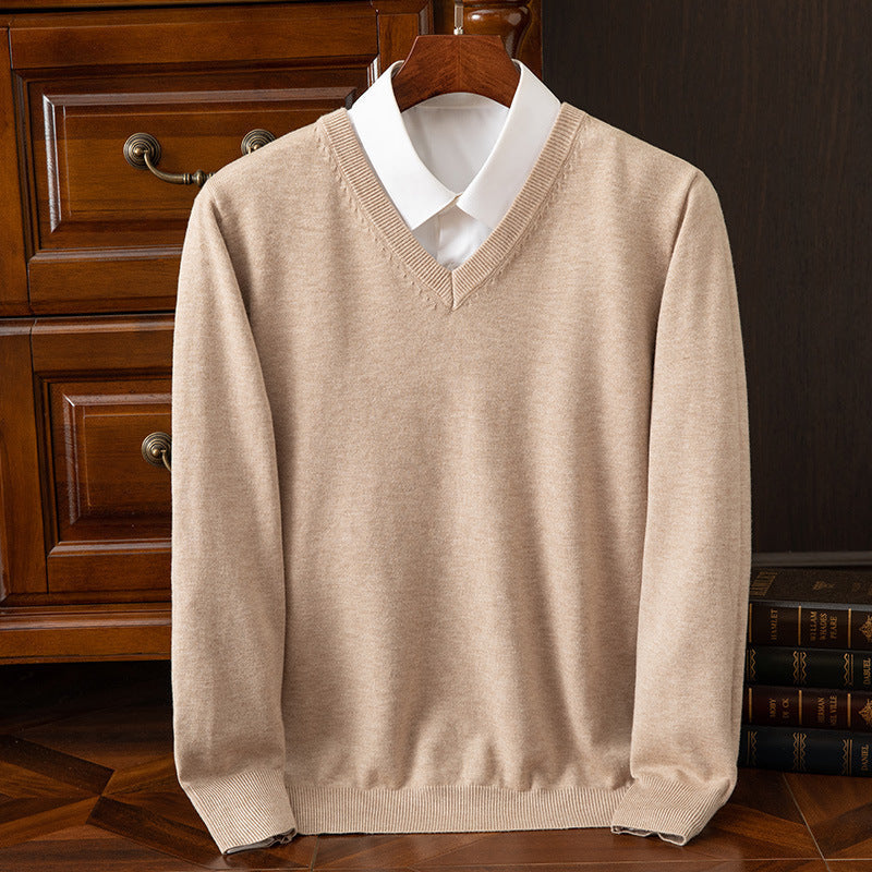 Maglione da uomo con scollo a V in lana merino