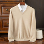Maglione da uomo con scollo a V in lana merino