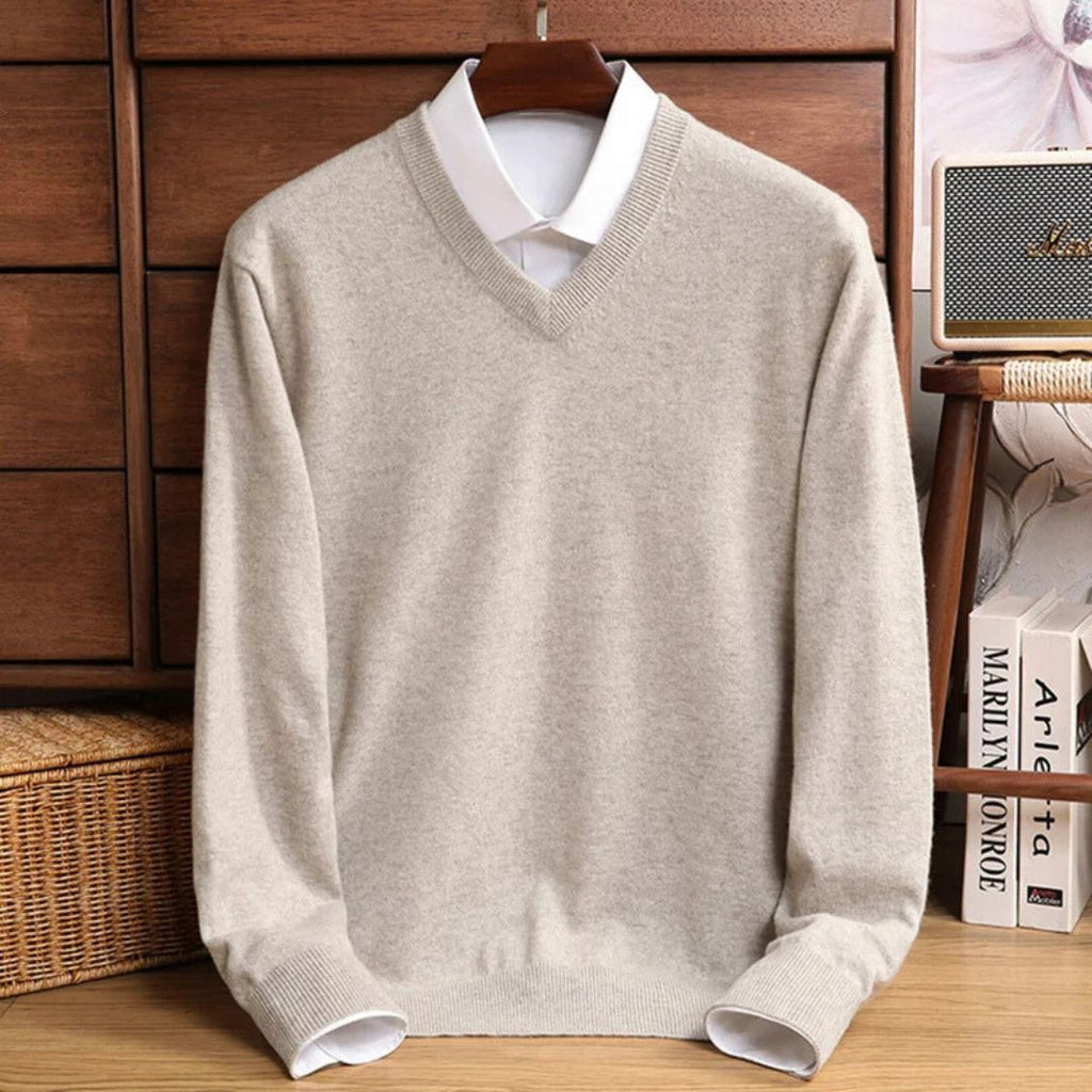 Maglione da uomo con scollo a V in lana merino