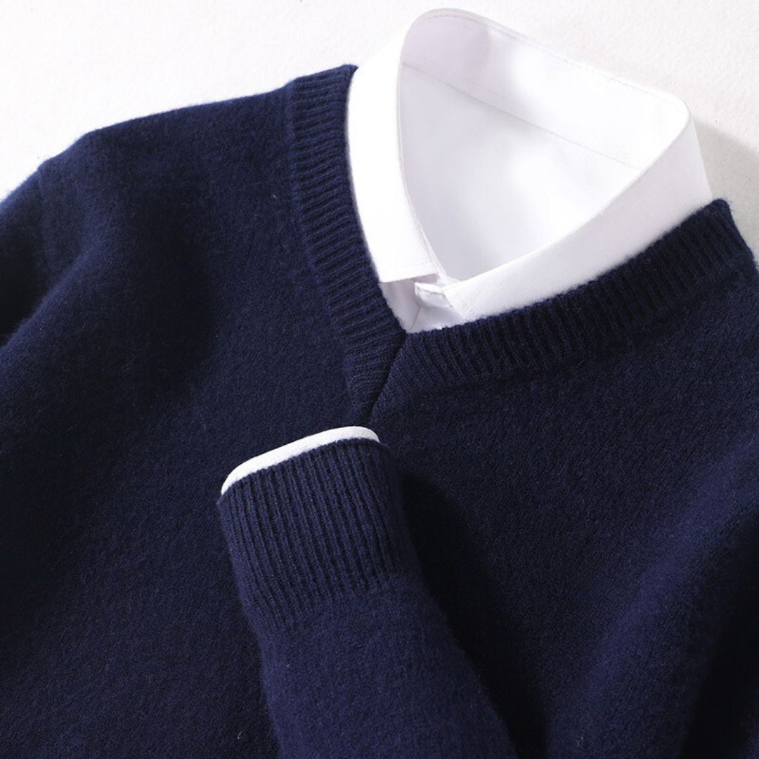 Maglione da uomo con scollo a V in lana merino