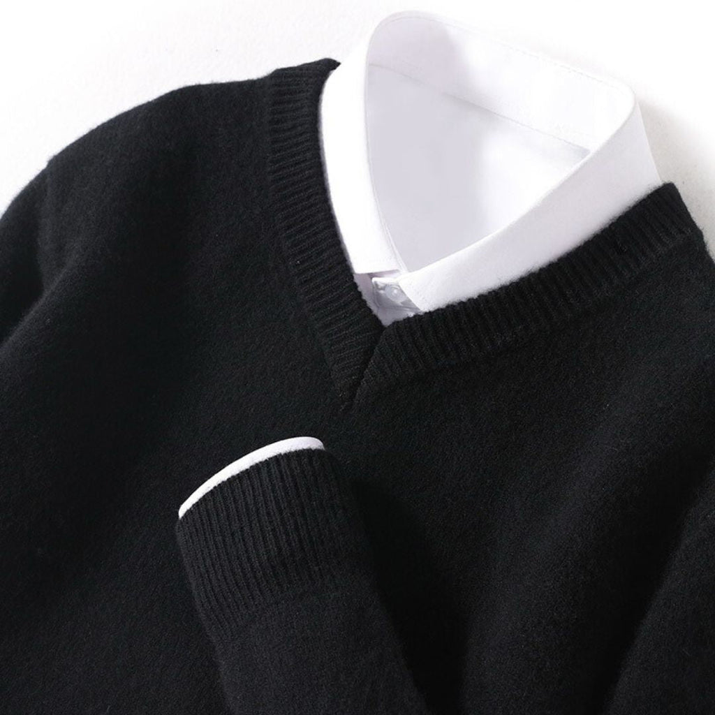 Maglione da uomo con scollo a V in lana merino