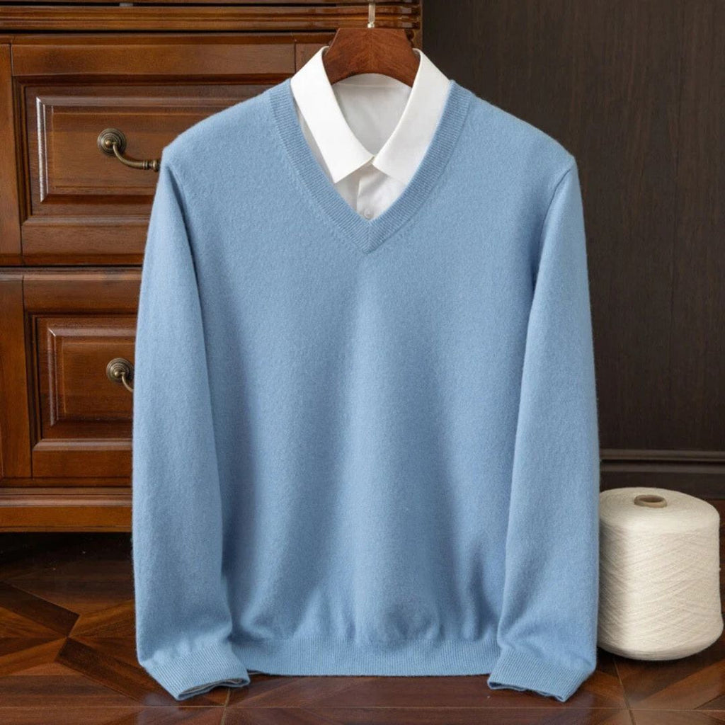 Maglione da uomo con scollo a V in lana merino