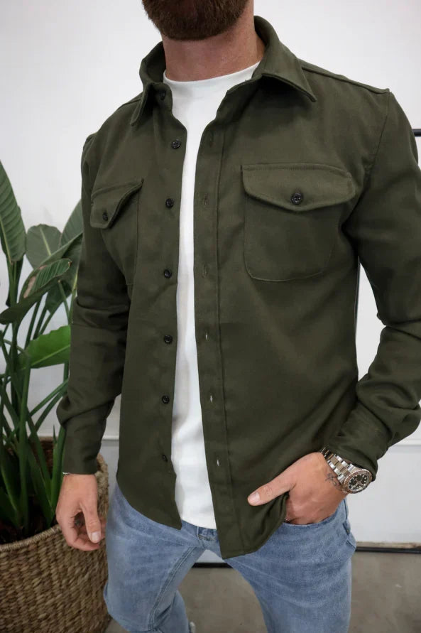 Giacca overshirt versatile da uomo con bottoni e tasche sul petto