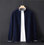 Giacca cardigan con zip intera versatile da uomo