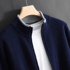 Giacca cardigan con zip intera versatile da uomo