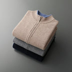 Giacca cardigan con zip intera versatile da uomo