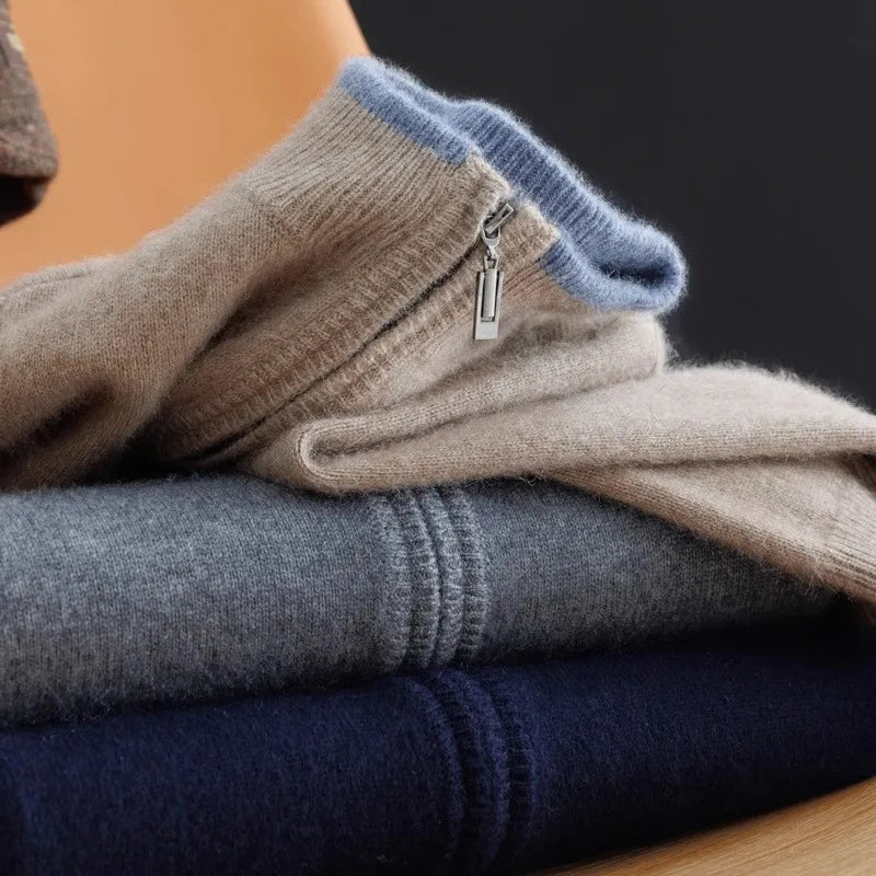 Giacca cardigan con zip intera versatile da uomo