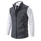 Gilet versatile da uomo in maglia con collo alto e tasche