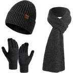 Set caldo berretto invernale, sciarpa e guanti da uomo