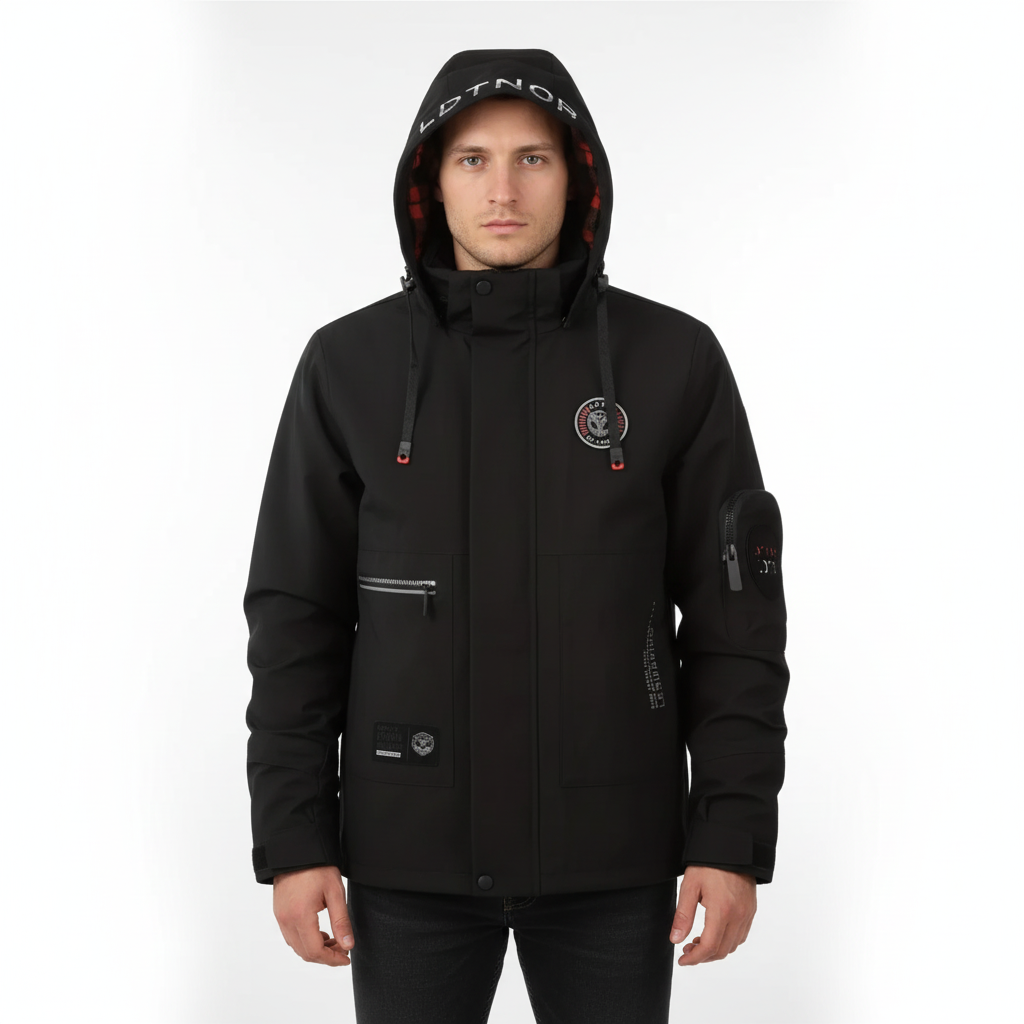 Giacca outdoor impermeabile da uomo con fodera a quadri