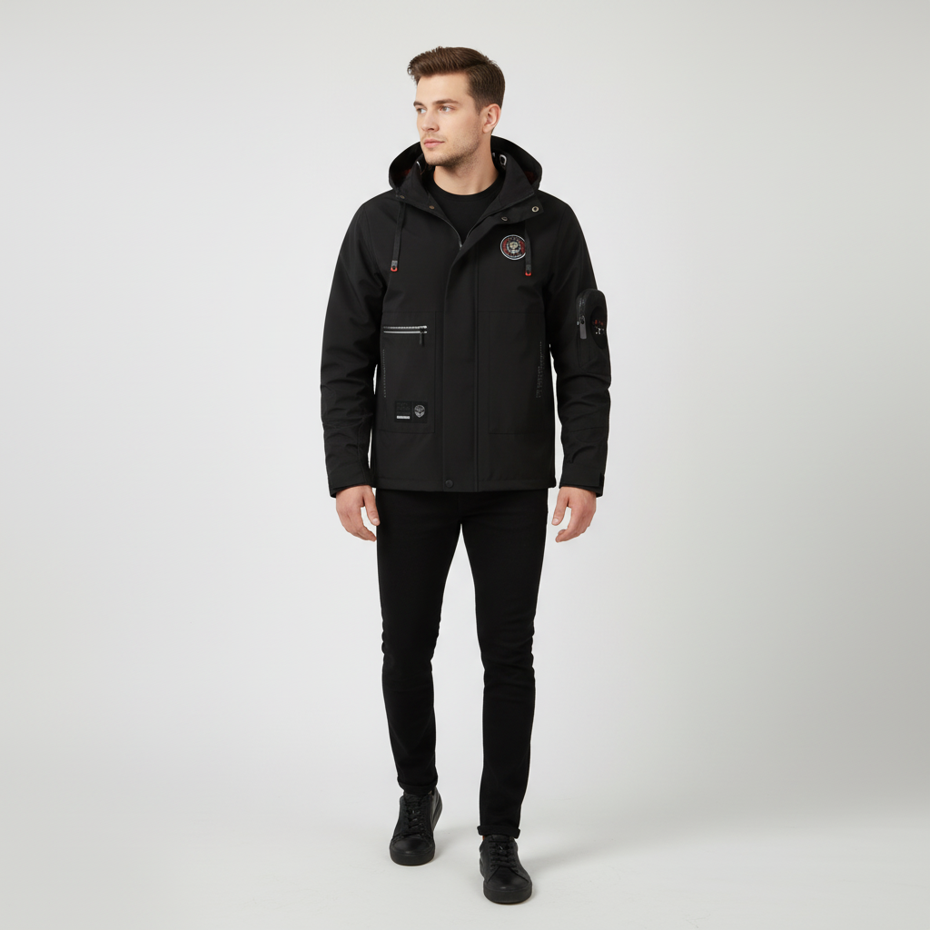 Giacca outdoor impermeabile da uomo con fodera a quadri
