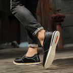 Mocassini slip-on da uomo casual con tomaia in pelle e cuciture a contrasto