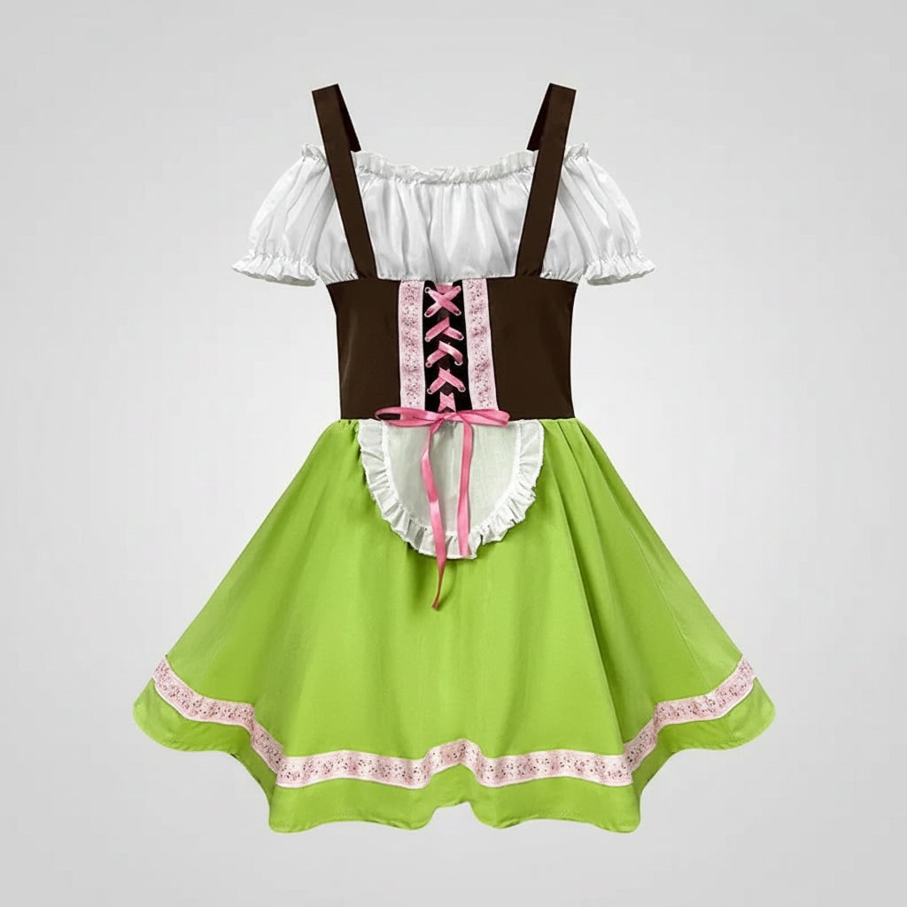 Costume da uomo per Halloween, Oktoberfest, da donna, con pantaloni in pelle e vestito Dirndl
