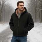 Giacca in pile con zip da uomo e fodera in sherpa - Vestibilità regolare