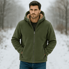Giacca in pile con zip da uomo e fodera in sherpa - Vestibilità regolare