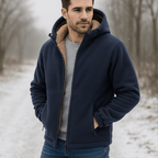 Giacca in pile con zip da uomo e fodera in sherpa - Vestibilità regolare