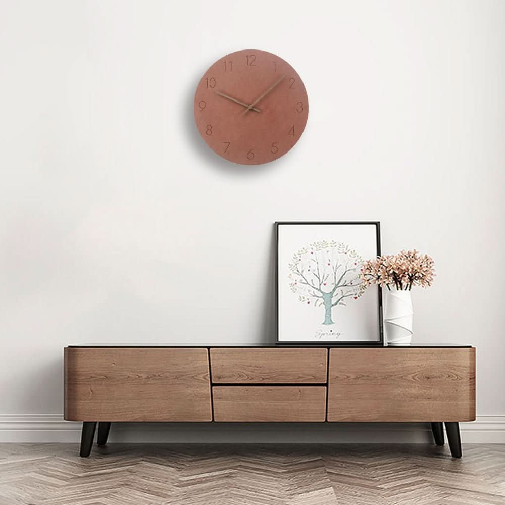 Orologio da parete minimalista scandinavo con lancette in legno e meccanismo silenzioso