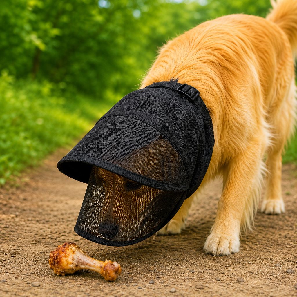 Museruola per cani traspirante anti-scavenging per le passeggiate - Cappuccio in rete che aiuta a bloccare avanzi di cib