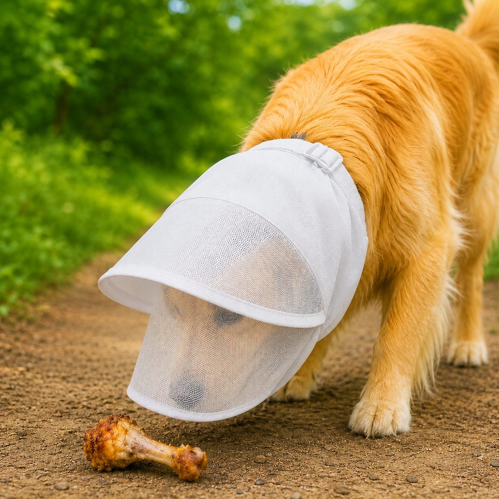 Museruola per cani traspirante anti-scavenging per le passeggiate - Cappuccio in rete che aiuta a bloccare avanzi di cib