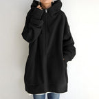 Calda felpa con cappuccio lunga da donna - Stratificazione in pile oversize