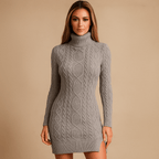 Accogliente abito in maglia a collo alto: alla moda e confortevole