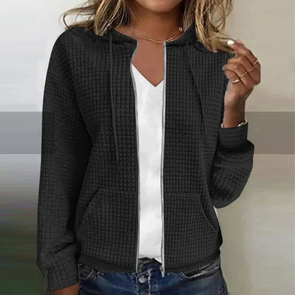 Comoda giacca testurizzata con zip da donna