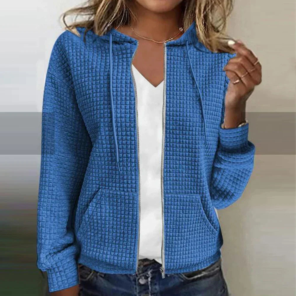 Comoda giacca testurizzata con zip da donna