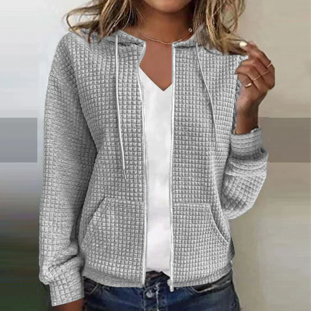 Comoda giacca testurizzata con zip da donna