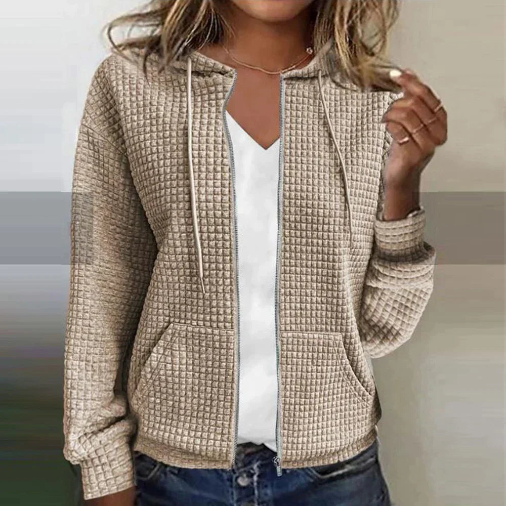 Comoda giacca testurizzata con zip da donna