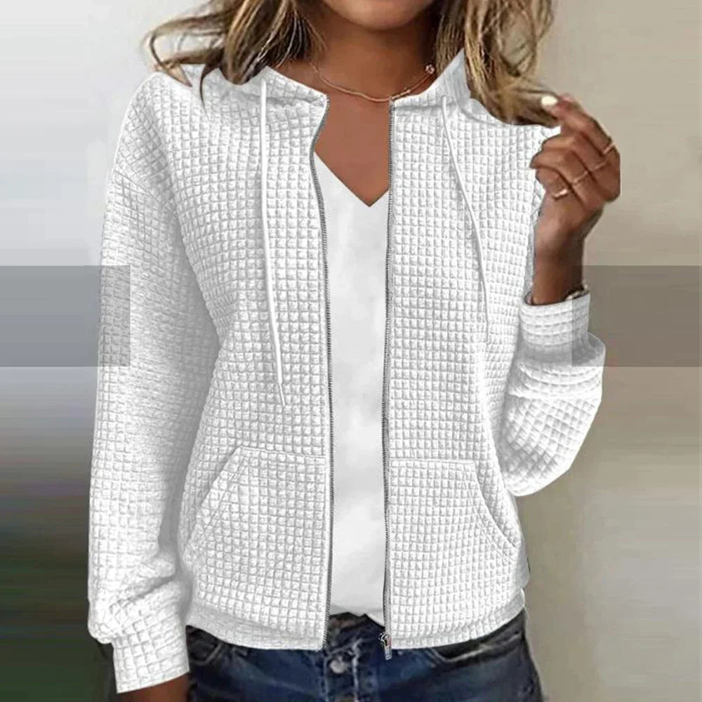 Comoda giacca testurizzata con zip da donna