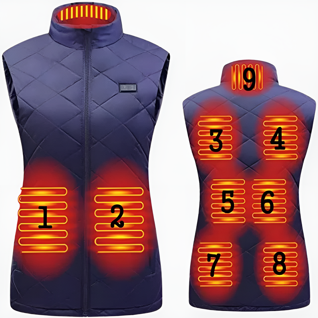 Gilet riscaldato da donna: 9 zone, doppio controllo