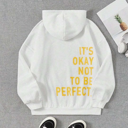 Felpa con cappuccio grafica rilassata da donna