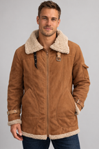 Giacca da aviatore foderata in shearling da uomo