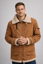 Giacca da aviatore foderata in shearling da uomo