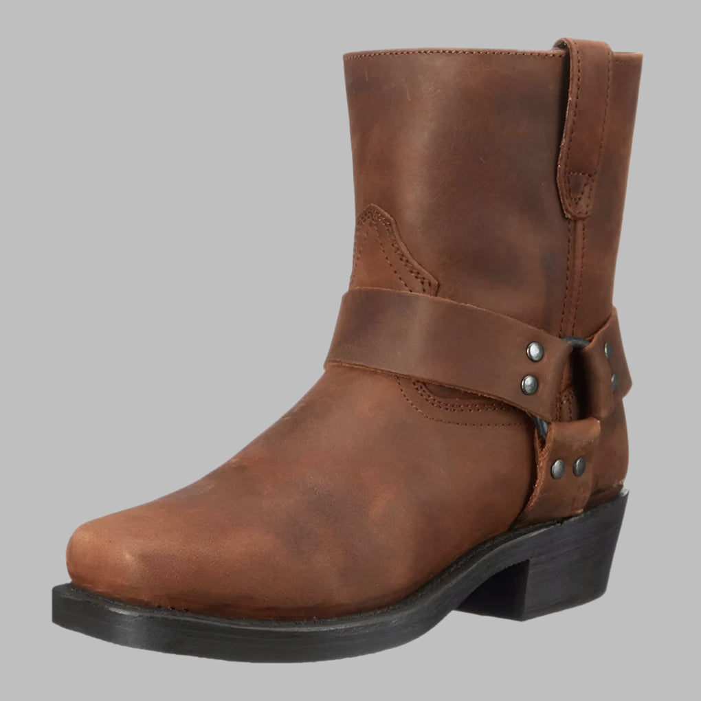 Stivali con imbracatura in pelle resistente