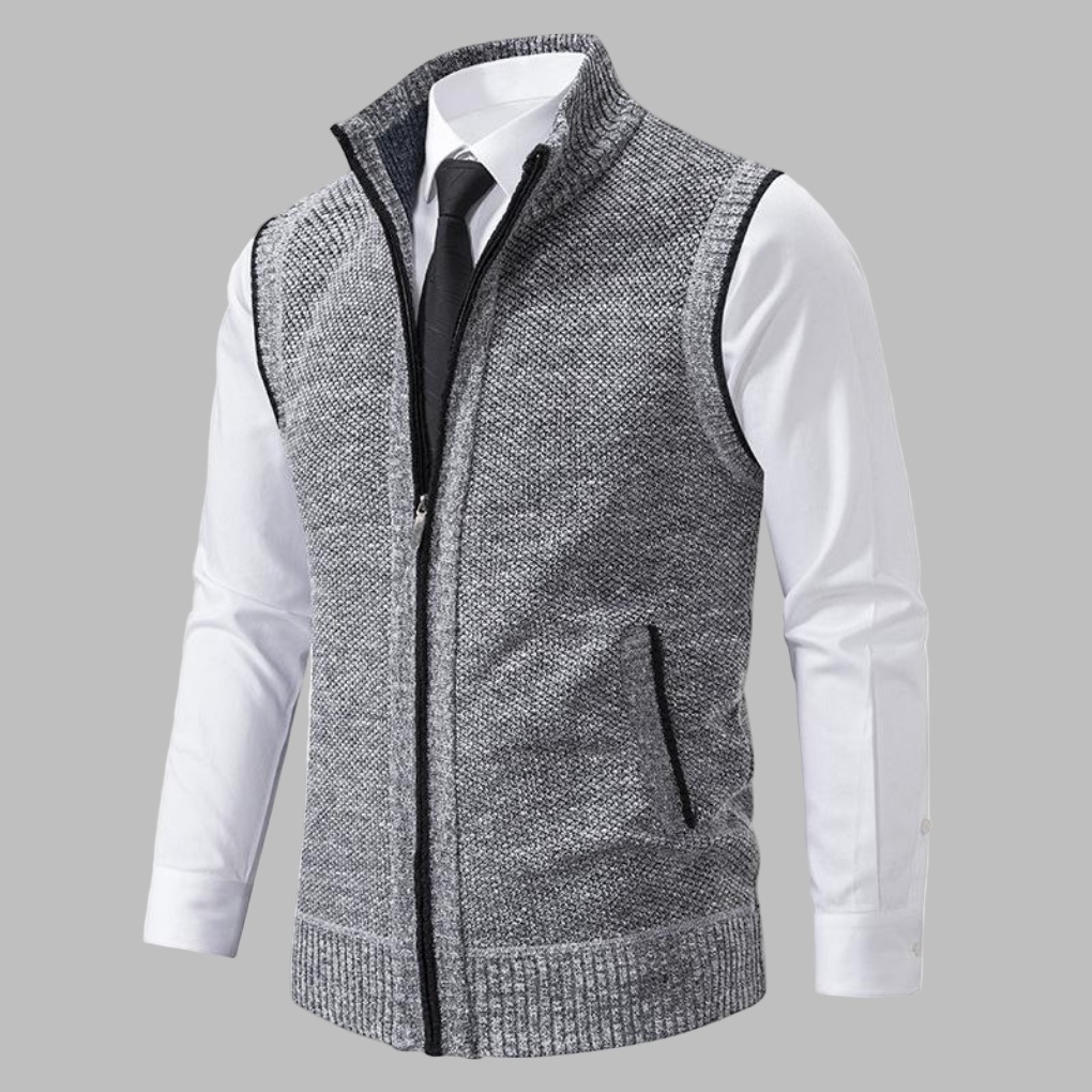 Raffinato gilet con cerniera lavorato a maglia