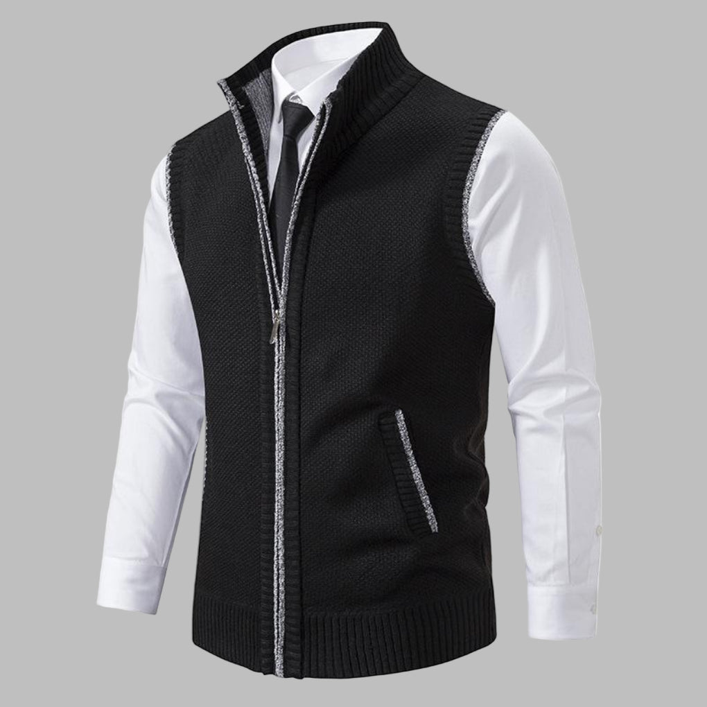 Raffinato gilet con cerniera lavorato a maglia