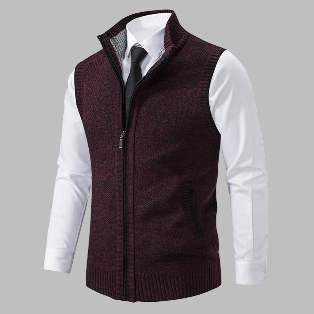 Raffinato gilet con cerniera lavorato a maglia