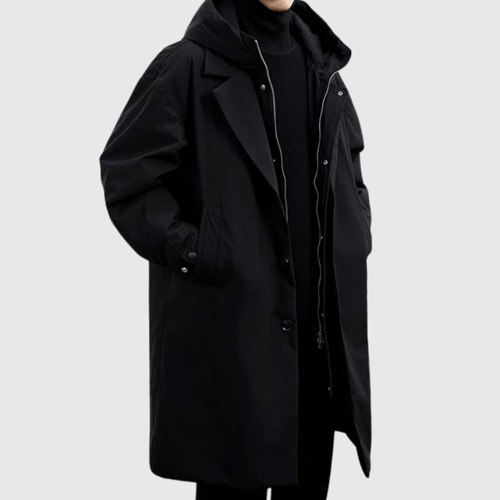 Trench da uomo ripiegabile idrorepellente con cappuccio