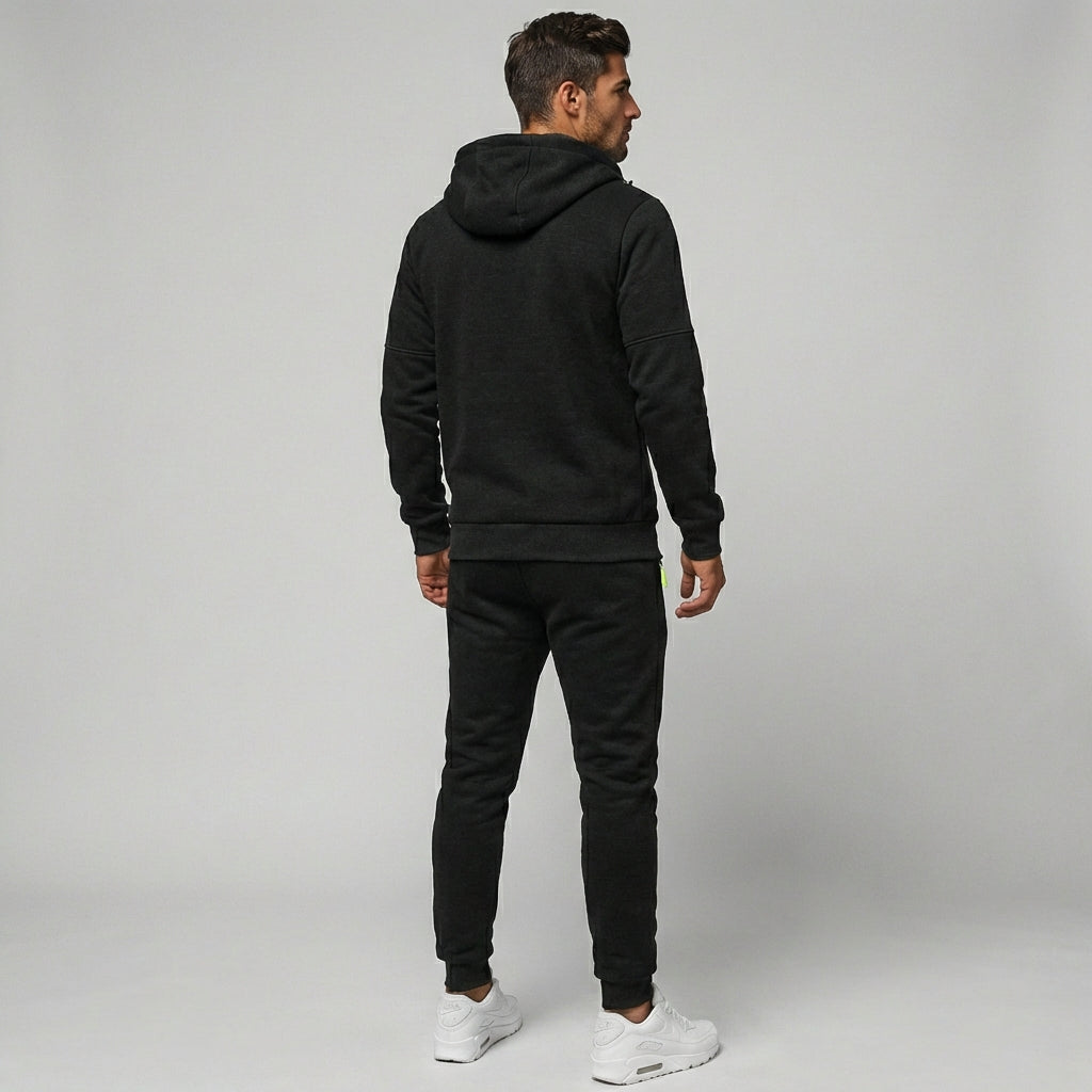 Felpa con cappuccio e tuta da jogging casual con zip da uomo