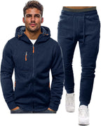 Felpa con cappuccio e tuta da jogging casual con zip da uomo