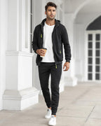 Felpa con cappuccio e tuta da jogging casual con zip da uomo
