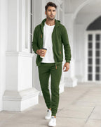 Felpa con cappuccio e tuta da jogging casual con zip da uomo