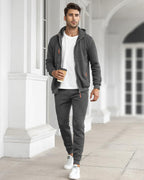 Felpa con cappuccio e tuta da jogging casual con zip da uomo