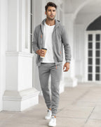 Felpa con cappuccio e tuta da jogging casual con zip da uomo